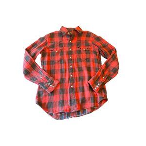 Ralph Lauren Polo Country Red & Black Plaid Flannel Shirt SP Cotton Long Sleeve
